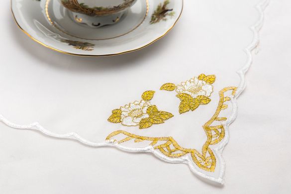 Скатерть ХОРС-М тканевая с вышивкой + 12 салфеток «Чайный набор» 150х230см (276-31)