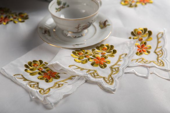 Скатертина ХОРС-М тканинна з вишивкою + 12 серветок «Чайний набір» 150х230см (276-1)