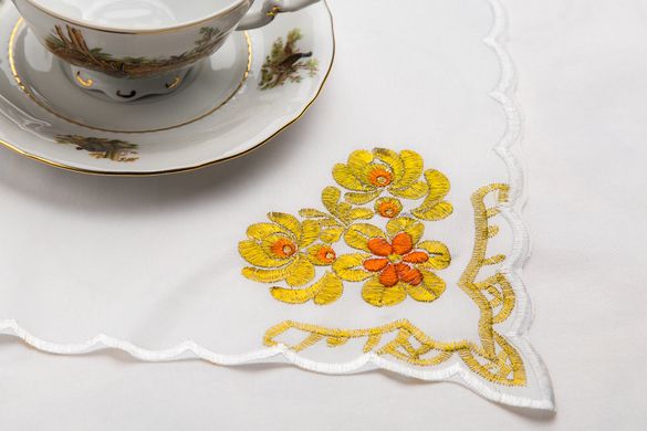Скатертина ХОРС-М тканинна з вишивкою + 12 серветок «Чайний набір» 150х230см (276-1)