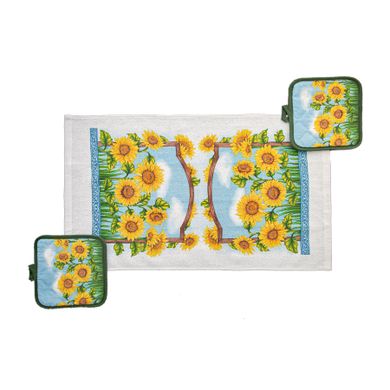 Текстильный кухонный набор XOPC-M "Хозяюшка": полотенце+2 прихватки, 38х64см (4012-10)