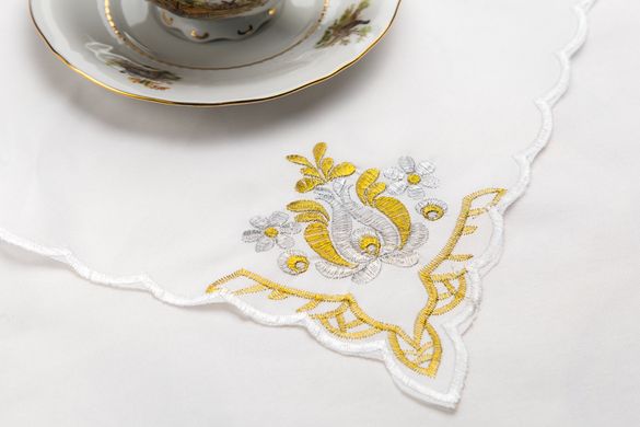 Скатерть ХОРС-М тканевая с вышивкой + 12 салфеток «Чайный набор» 150х230см (276-10)