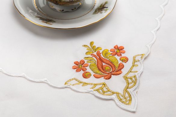 Скатерть ХОРС-М тканевая с вышивкой + 12 салфеток «Чайный набор» 150х230см (276-11)