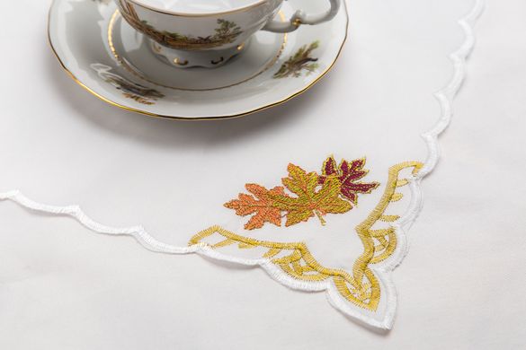 Скатерть ХОРС-М тканевая с вышивкой + 12 салфеток «Чайный набор» 150х230см (276-14)
