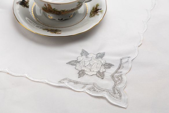 Скатерть ХОРС-М тканевая с вышивкой + 12 салфеток «Чайный набор» 150х230см (276-34)