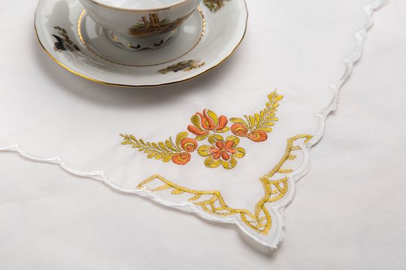 Скатерть ХОРС-М тканевая с вышивкой + 12 салфеток «Чайный набор» 150х230см (276-21)