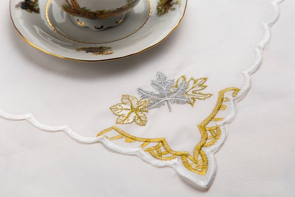 Скатерть ХОРС-М тканевая с вышивкой + 12 салфеток «Чайный набор» 150х230см (276-23)