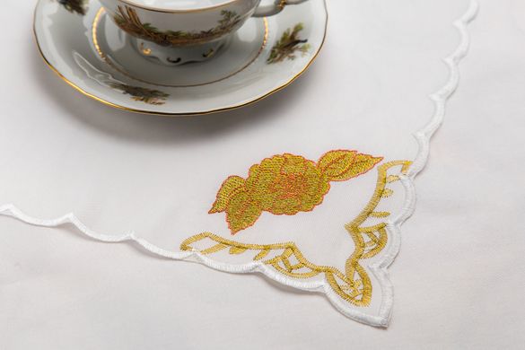 Скатерть ХОРС-М тканевая с вышивкой + 12 салфеток «Чайный набор» 150х230см (276-36)